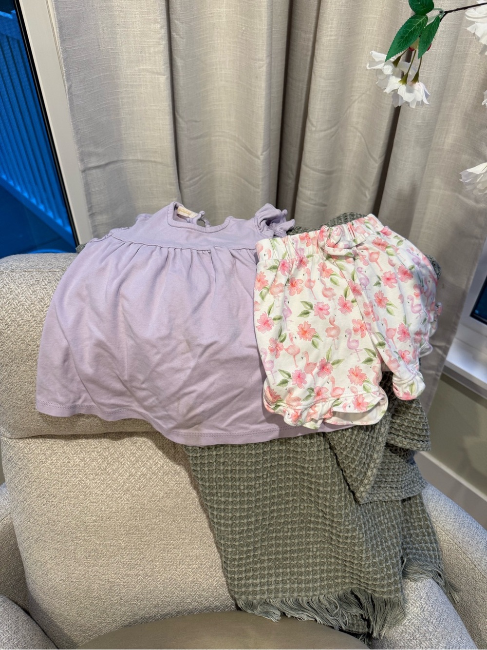 Soft Lavender Floral Kids Matching Set